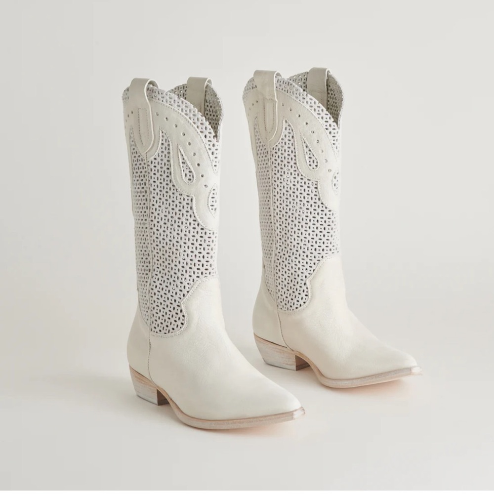 DOLCE VITA RANCH BOOTS IVORY LEATHER SIZE 8